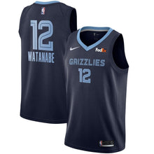 Load image into Gallery viewer, Men's Nike Yuta Watanabe Memphis Grizzlies Swingman Sponsor Patch Jersey – Icon Edition  Navy